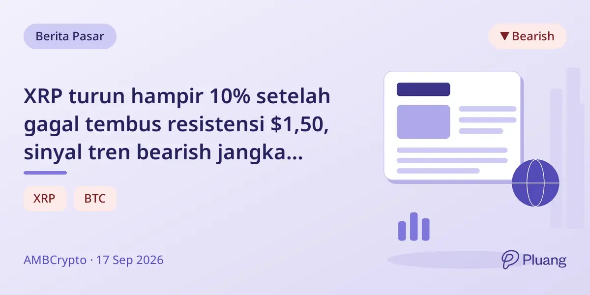 XRP turun hampir 10% setelah gagal tembus resistensi $1,50, sinyal tren bearish jangka pendek.