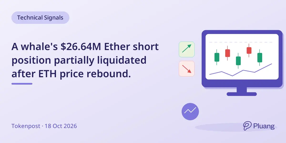 A whale's $26.64M Ether short position partially liquidated after ETH price rebound.