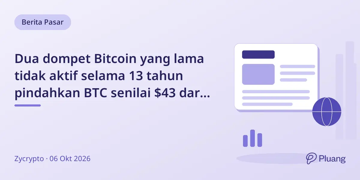 Dua dompet Bitcoin yang lama tidak aktif selama 13 tahun pindahkan BTC senilai $43 dari total $115 juta.