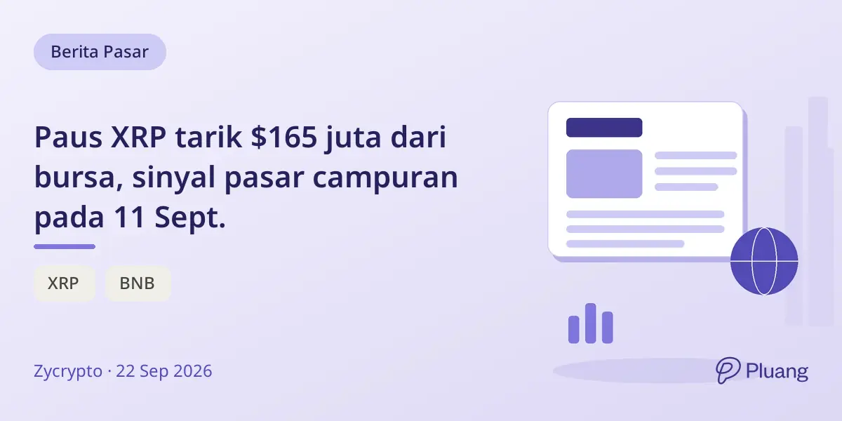 Paus XRP tarik $165 juta dari bursa, sinyal pasar campuran pada 11 Sept.