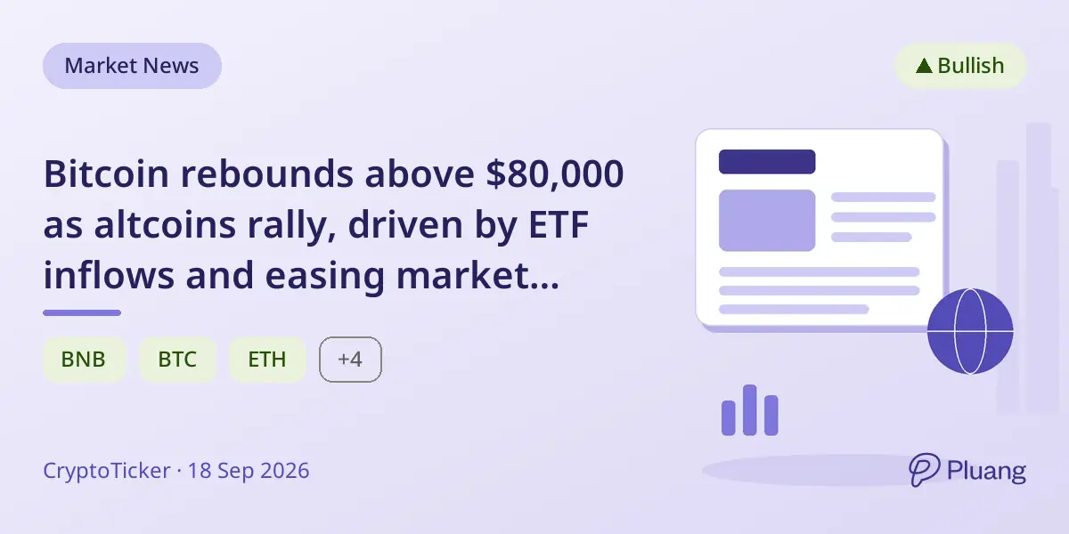 Bitcoin rebounds above $80,000 as altcoins rally, driven by ETF inflows and easing market fears.