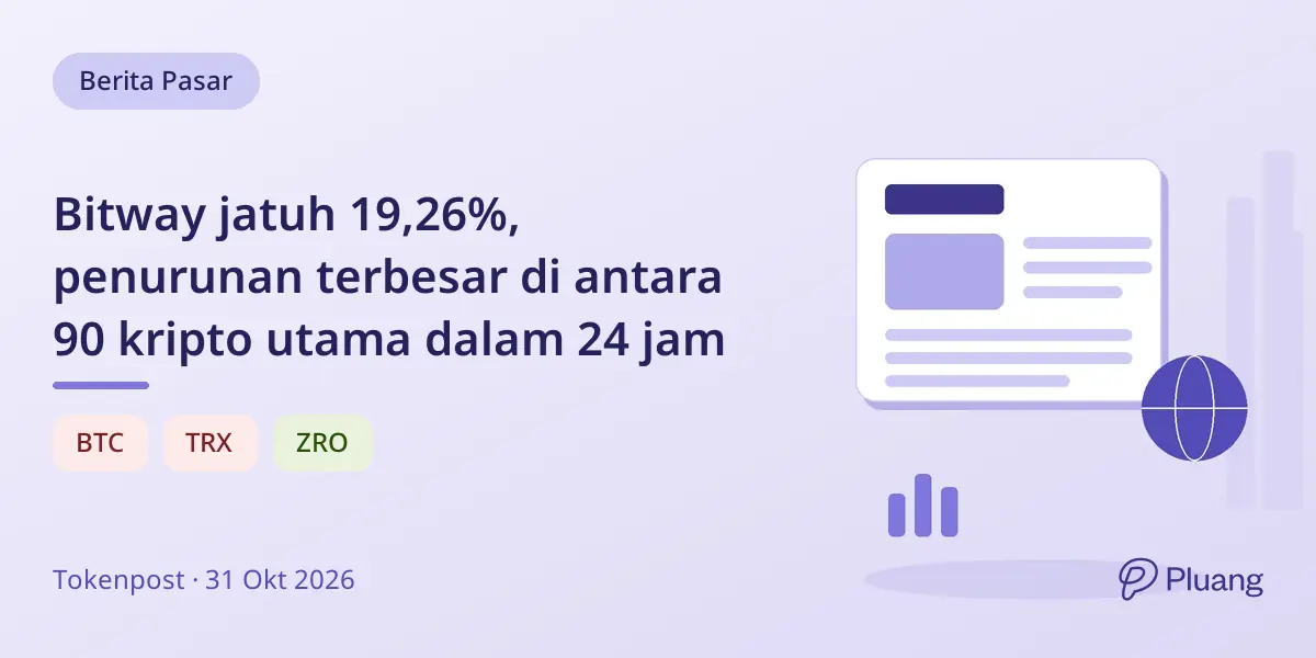 Bitway jatuh 19,26%, penurunan terbesar di antara 90 kripto utama dalam 24 jam