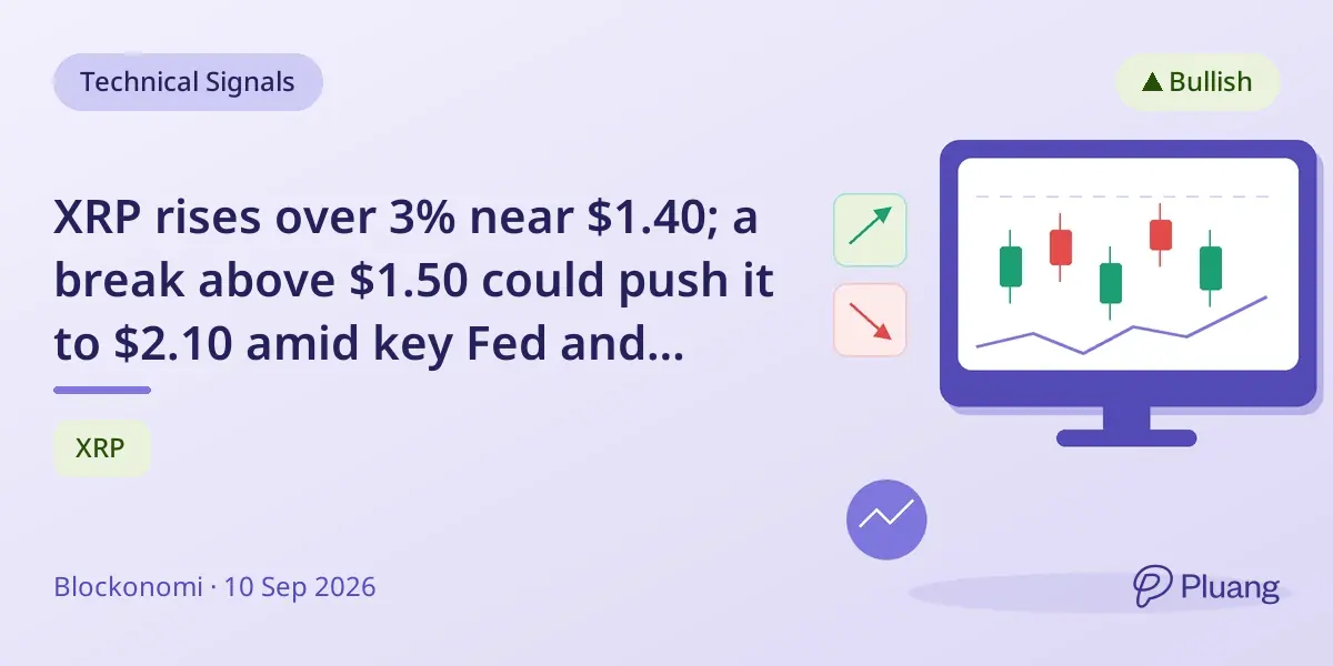 XRP rises over 3% near $1.40; a break above $1.50 could push it to $2.10 amid key Fed and Senate events.