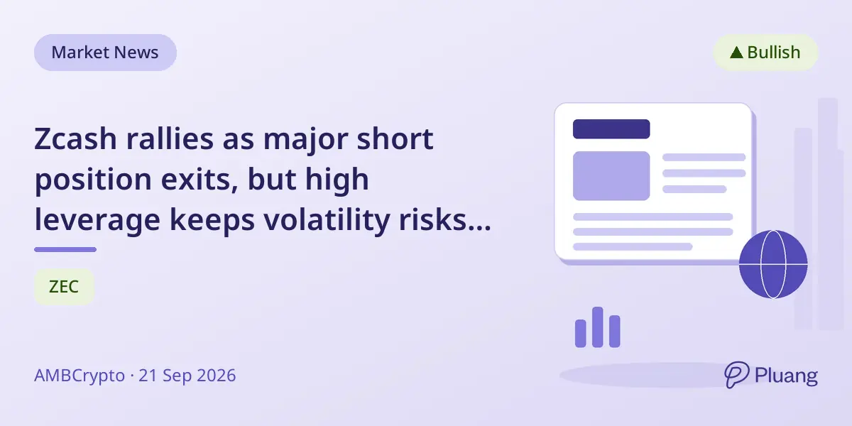 Zcash rallies as major short position exits, but high leverage keeps volatility risks high.