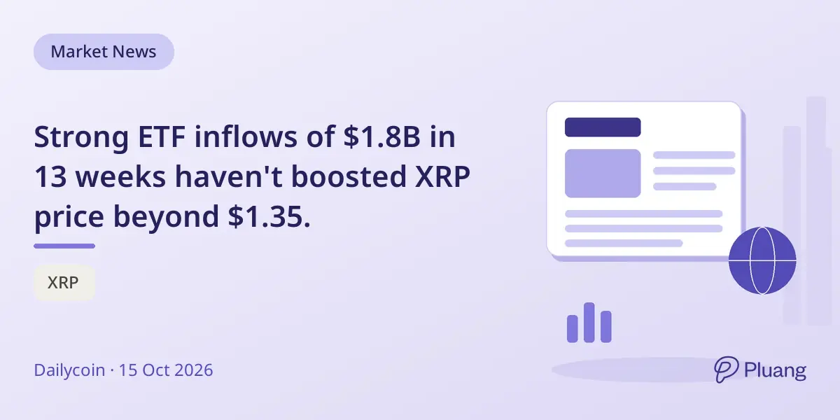 Strong ETF inflows of $1.8B in 13 weeks haven't boosted XRP price beyond $1.35.