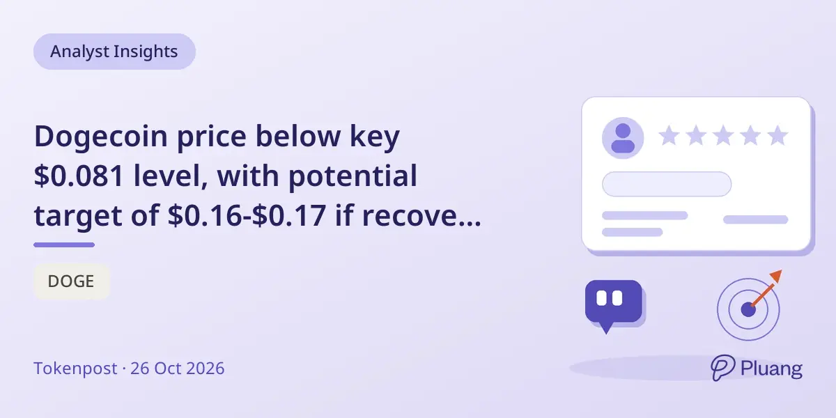 Dogecoin price below key $0.081 level, with potential target of $0.16-$0.17 if recovery pattern holds.