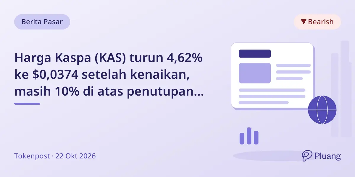 Harga Kaspa (KAS) turun 4,62% ke $0,0374 setelah kenaikan, masih 10% di atas penutupan 19 Okt.