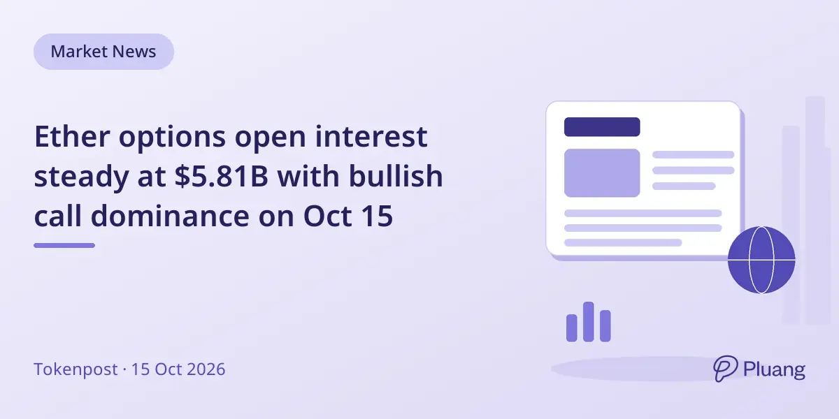Ether options open interest steady at $5.81B with bullish call dominance on Oct 15