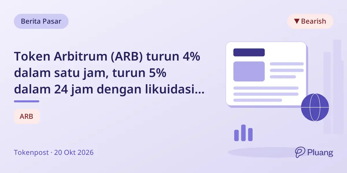 Token Arbitrum (ARB) turun 4% dalam satu jam, turun 5% dalam 24 jam dengan likuidasi $110K posisi long.