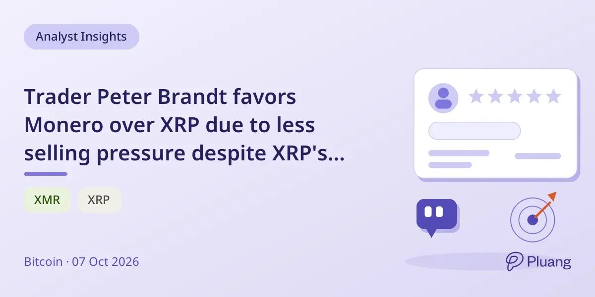 Trader Peter Brandt favors Monero over XRP due to less selling pressure despite XRP's $2.16 price target.