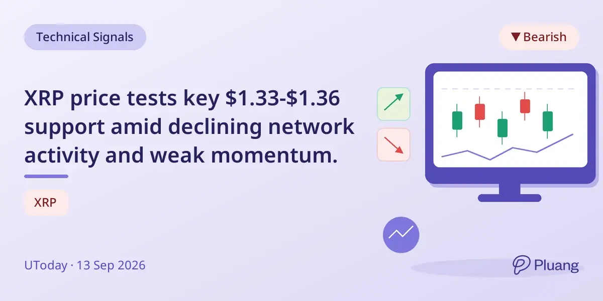 XRP price tests key $1.33-$1.36 support amid declining network activity and weak momentum.