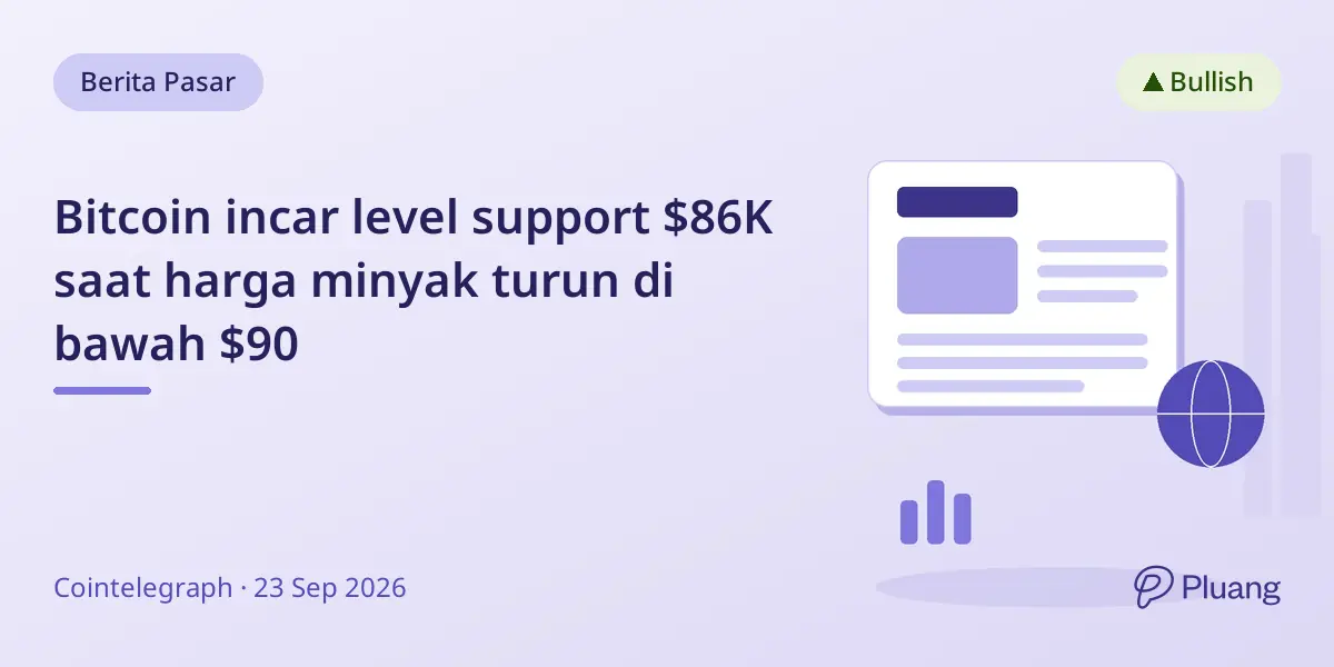 Bitcoin incar level support $86K saat harga minyak turun di bawah $90