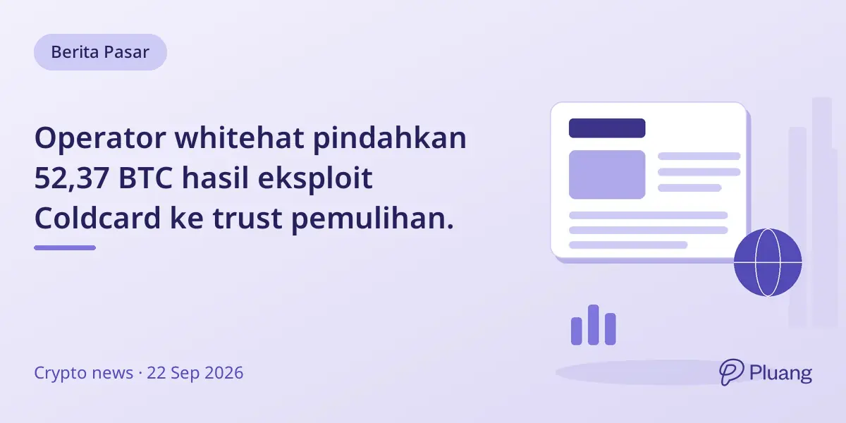 Operator whitehat pindahkan 52,37 BTC hasil eksploit Coldcard ke trust pemulihan.