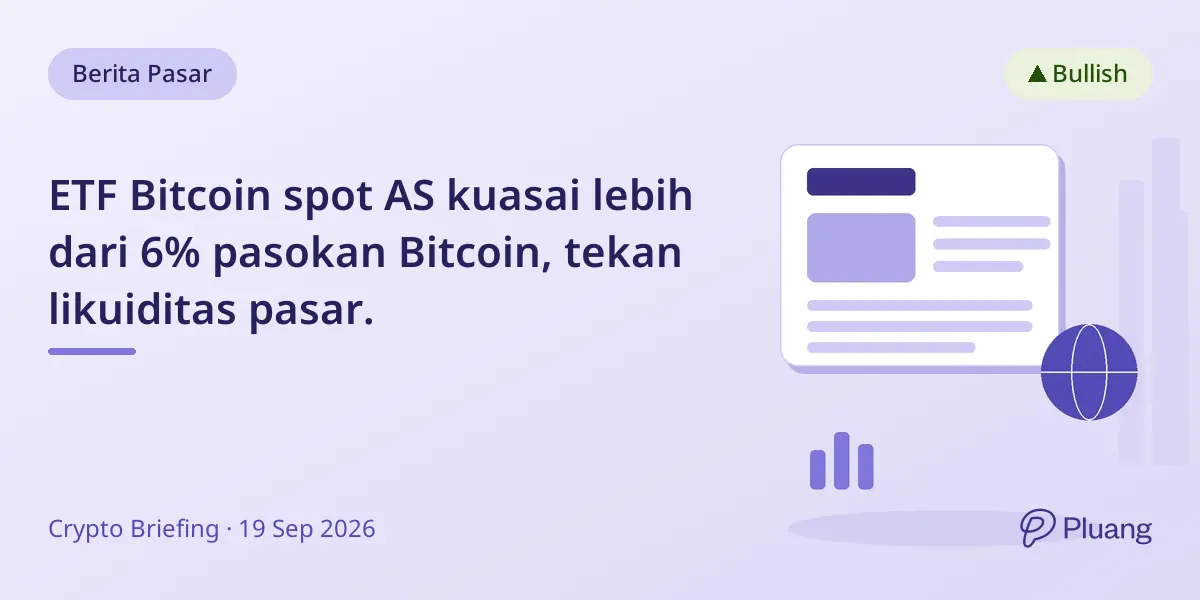 ETF Bitcoin spot AS kuasai lebih dari 6% pasokan Bitcoin, tekan likuiditas pasar.