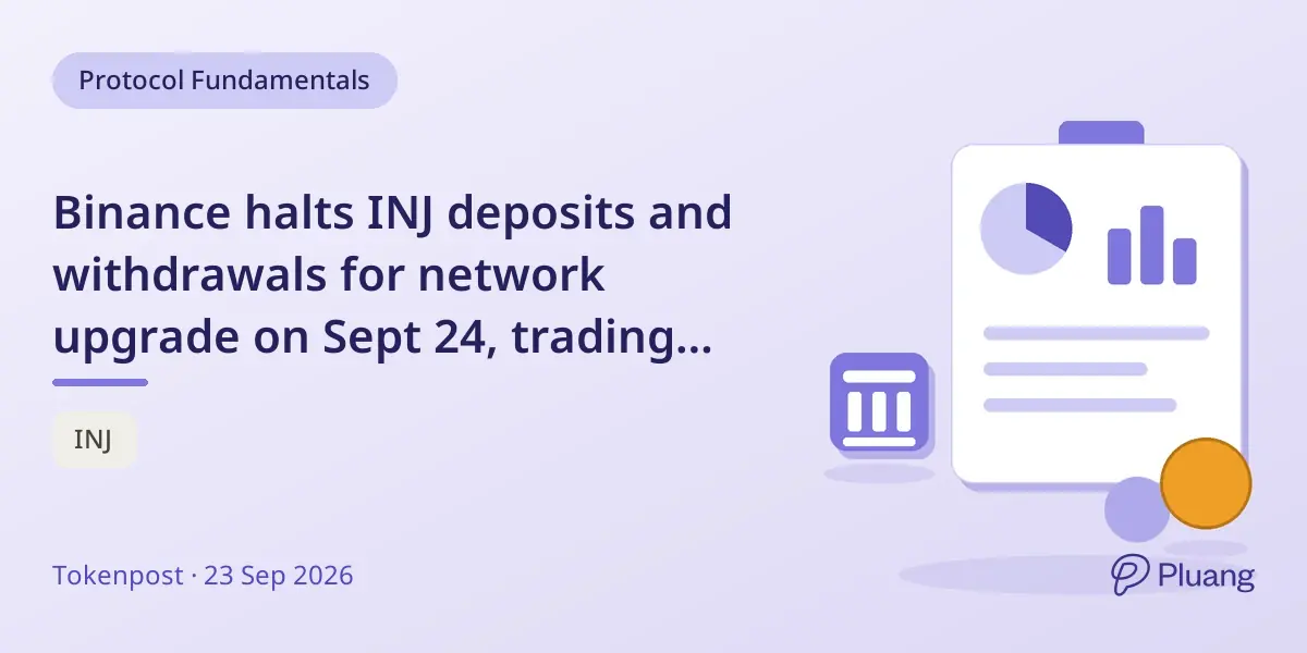 Binance halts INJ deposits and withdrawals for network upgrade on Sept 24, trading remains active.
