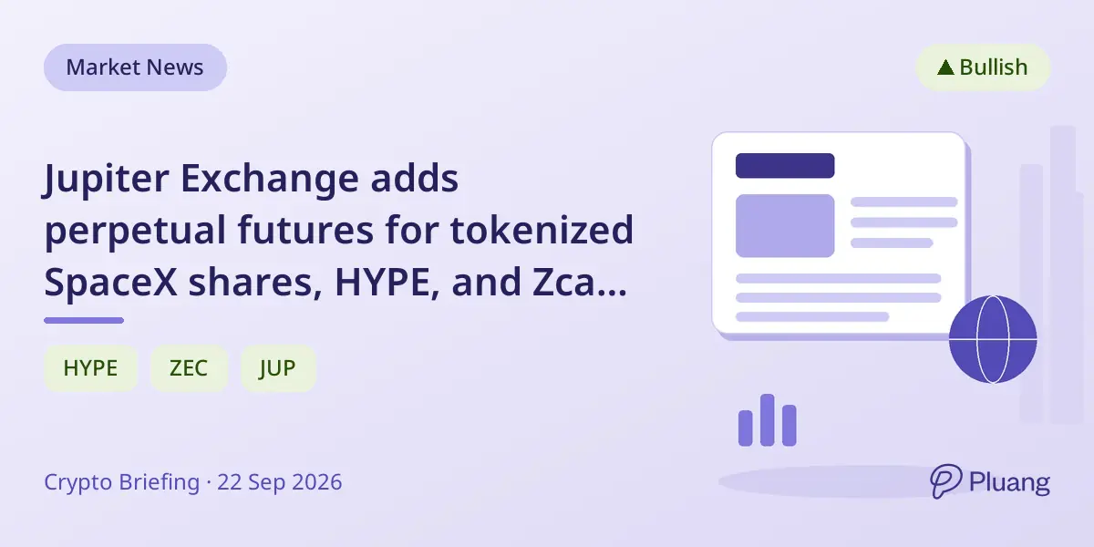 Jupiter Exchange adds perpetual futures for tokenized SpaceX shares, HYPE, and Zcash on Solana with up to 20x leverage.