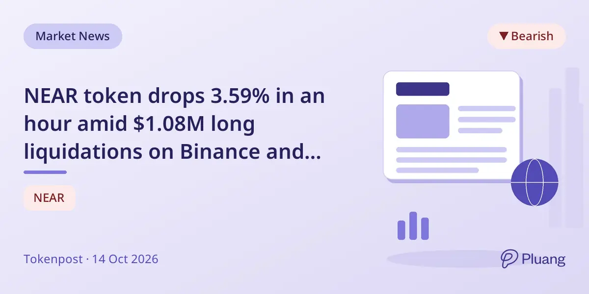 NEAR token drops 3.59% in an hour amid $1.08M long liquidations on Binance and others