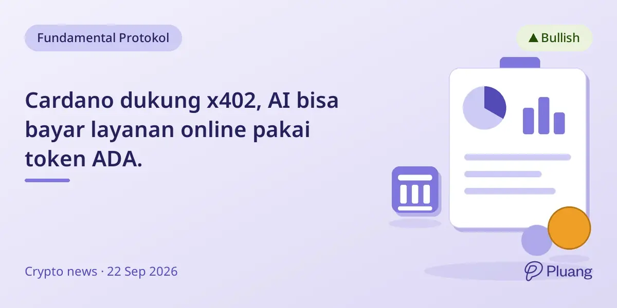 Cardano dukung x402, AI bisa bayar layanan online pakai token ADA.