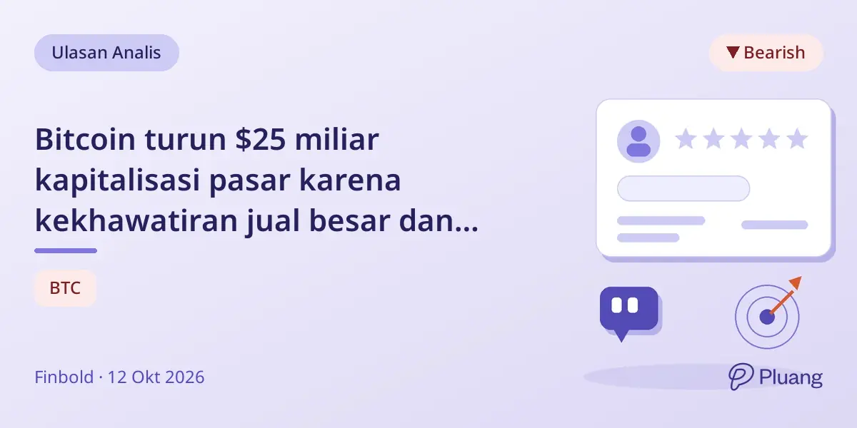 Bitcoin turun $25 miliar kapitalisasi pasar karena kekhawatiran jual besar dan kenaikan imbal hasil obligasi AS.