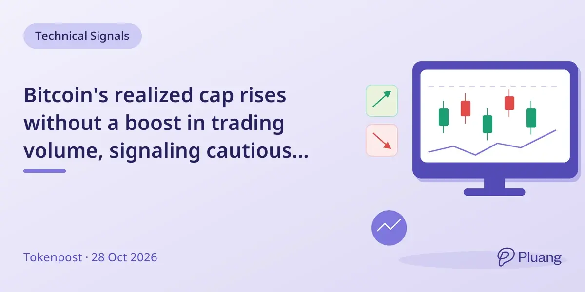 Bitcoin's realized cap rises without a boost in trading volume, signaling cautious market activity.