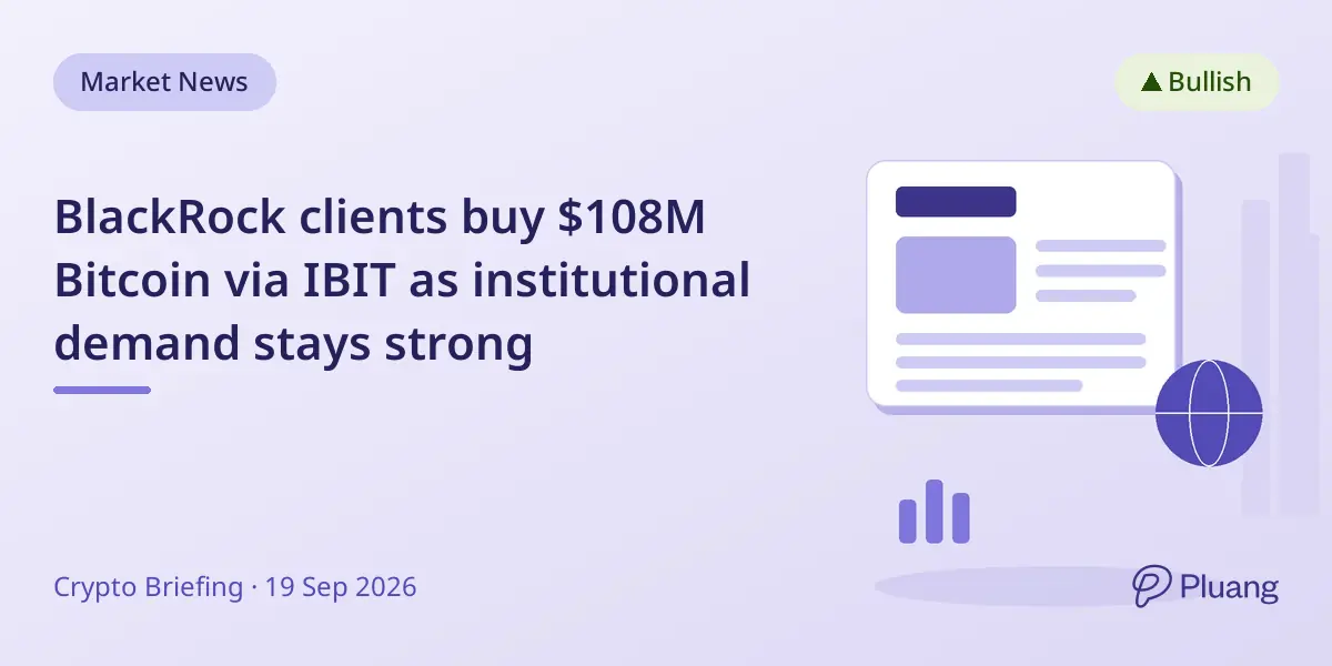 BlackRock clients buy $108M Bitcoin via IBIT as institutional demand stays strong