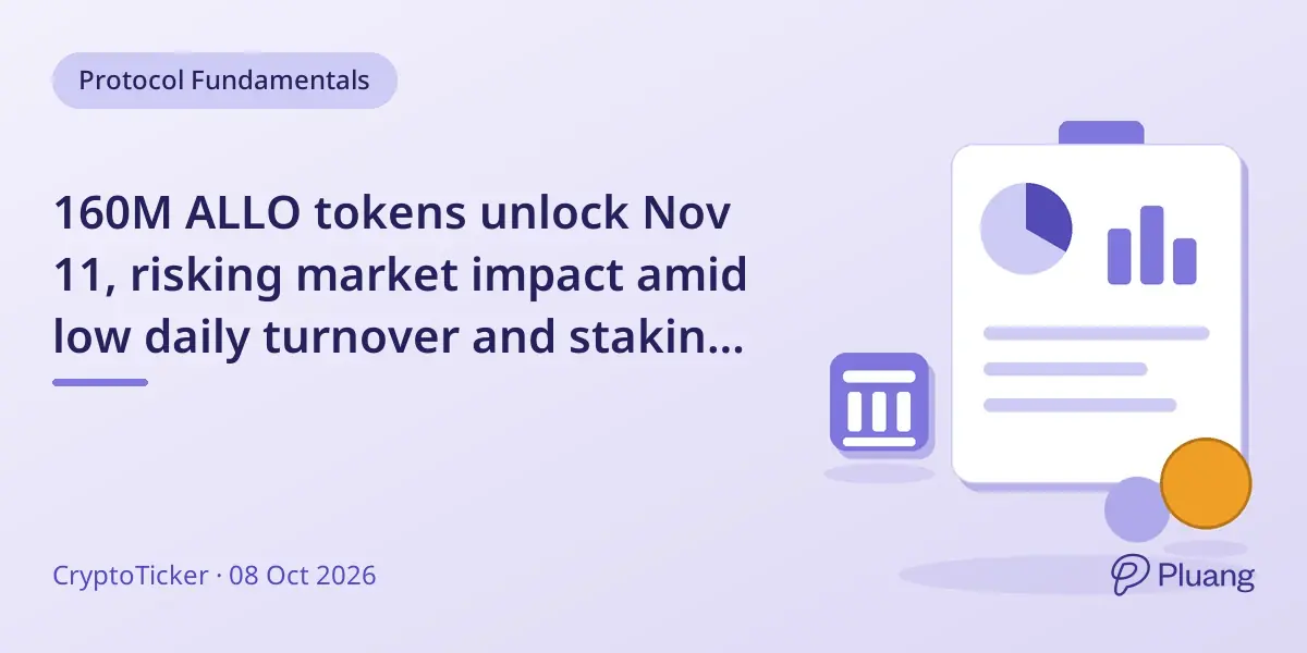160M ALLO tokens unlock Nov 11, risking market impact amid low daily turnover and staking incentives.