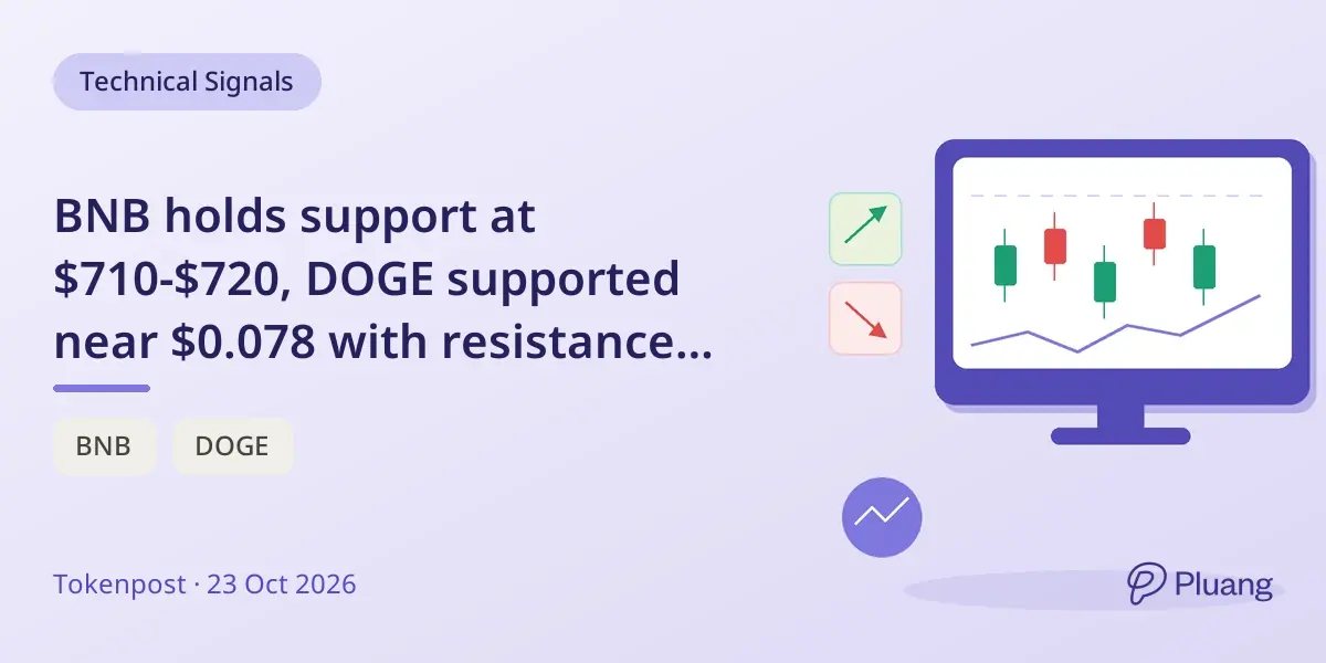 BNB holds support at $710-$720, DOGE supported near $0.078 with resistance ahead.