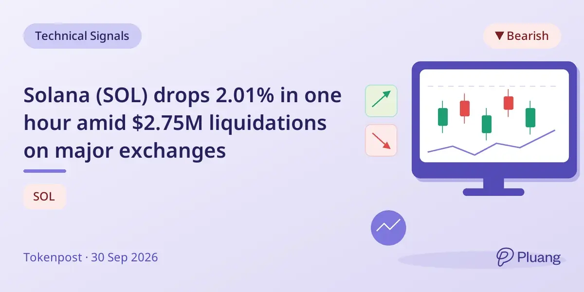 Solana (SOL) drops 2.01% in one hour amid $2.75M liquidations on major exchanges