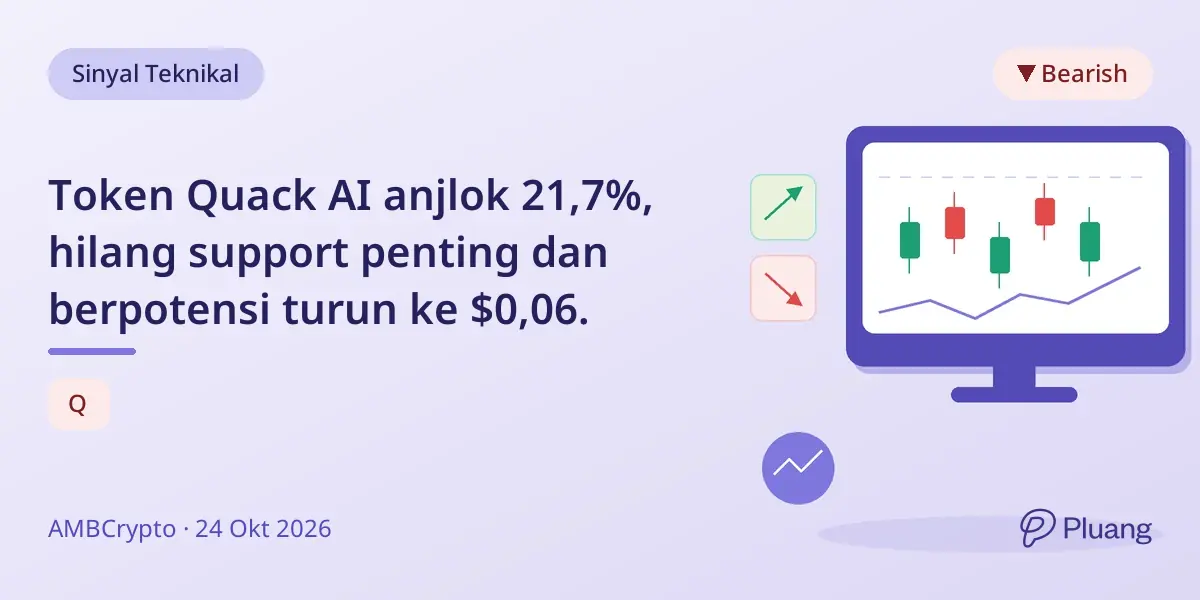 Token Quack AI anjlok 21,7%, hilang support penting dan berpotensi turun ke $0,06.