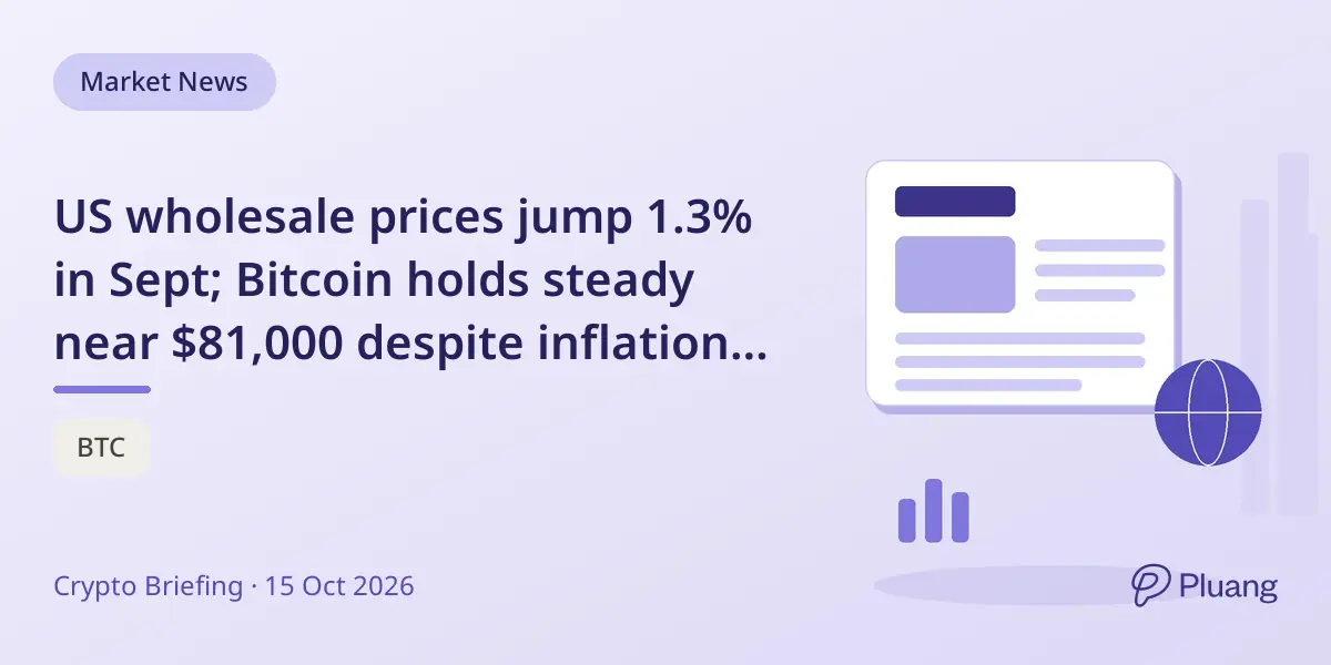US wholesale prices jump 1.3% in Sept; Bitcoin holds steady near $81,000 despite inflation surge.