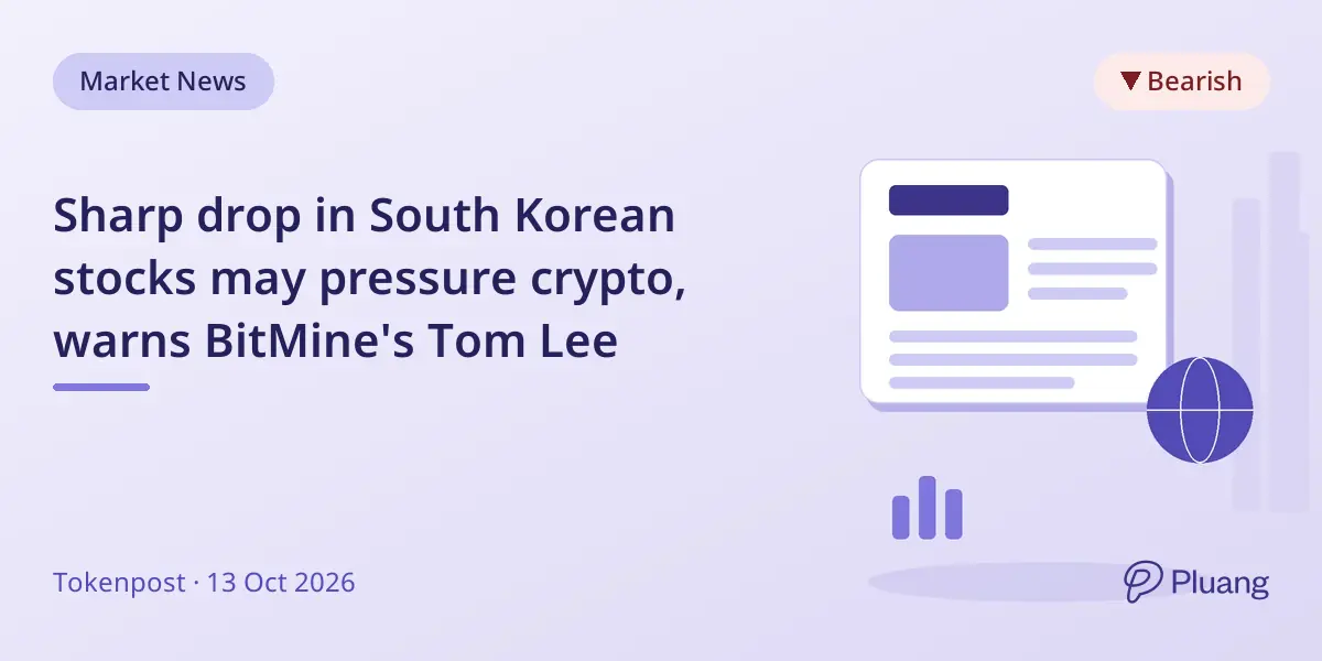 Sharp drop in South Korean stocks may pressure crypto, warns BitMine's Tom Lee