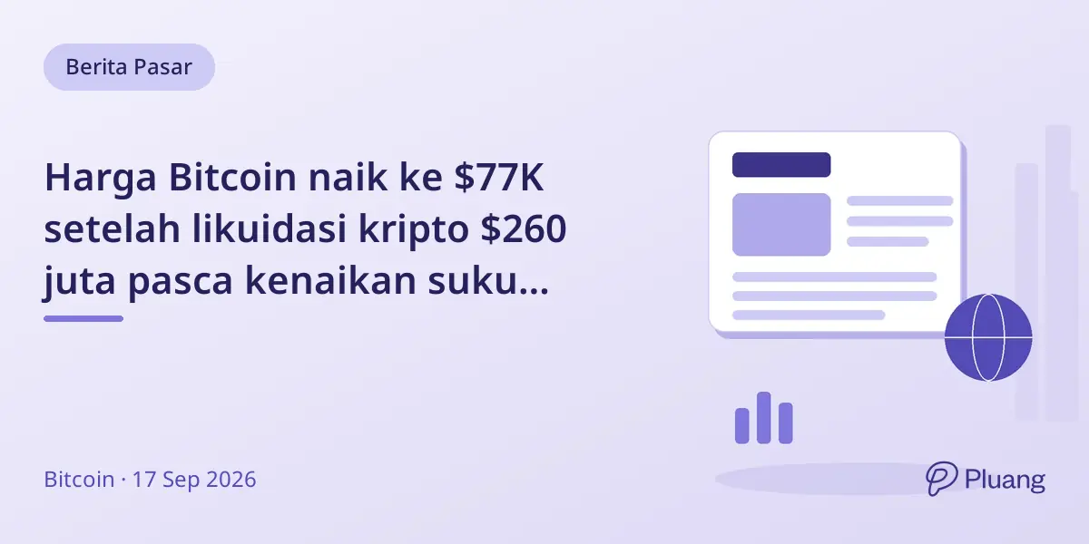Harga Bitcoin naik ke $77K setelah likuidasi kripto $260 juta pasca kenaikan suku bunga Fed.