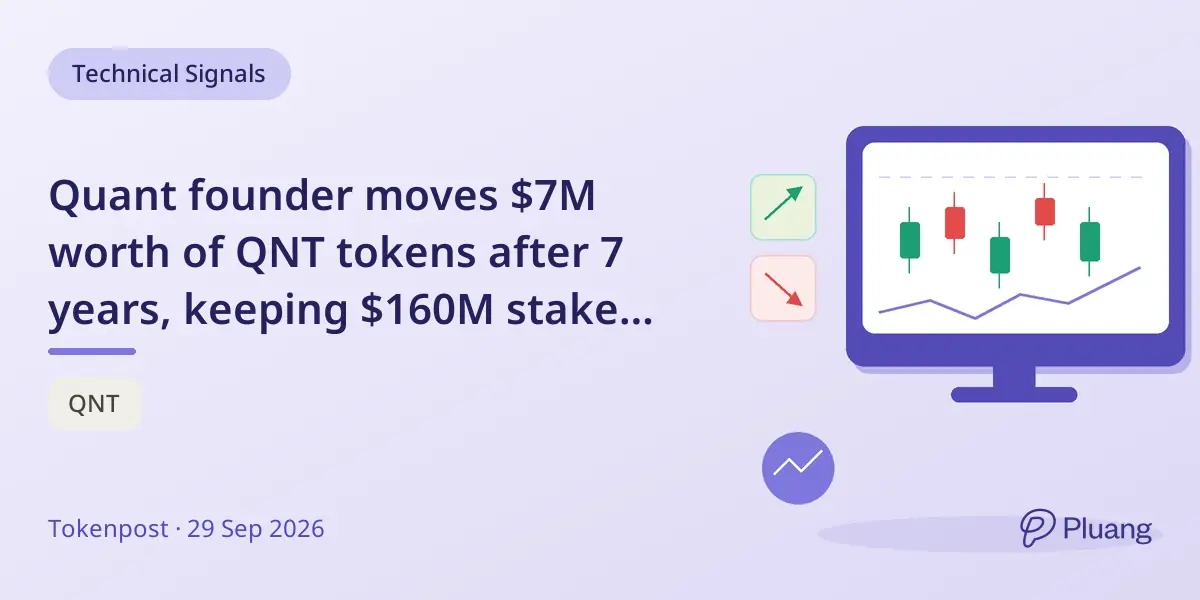 Quant founder moves $7M worth of QNT tokens after 7 years, keeping $160M stake intact