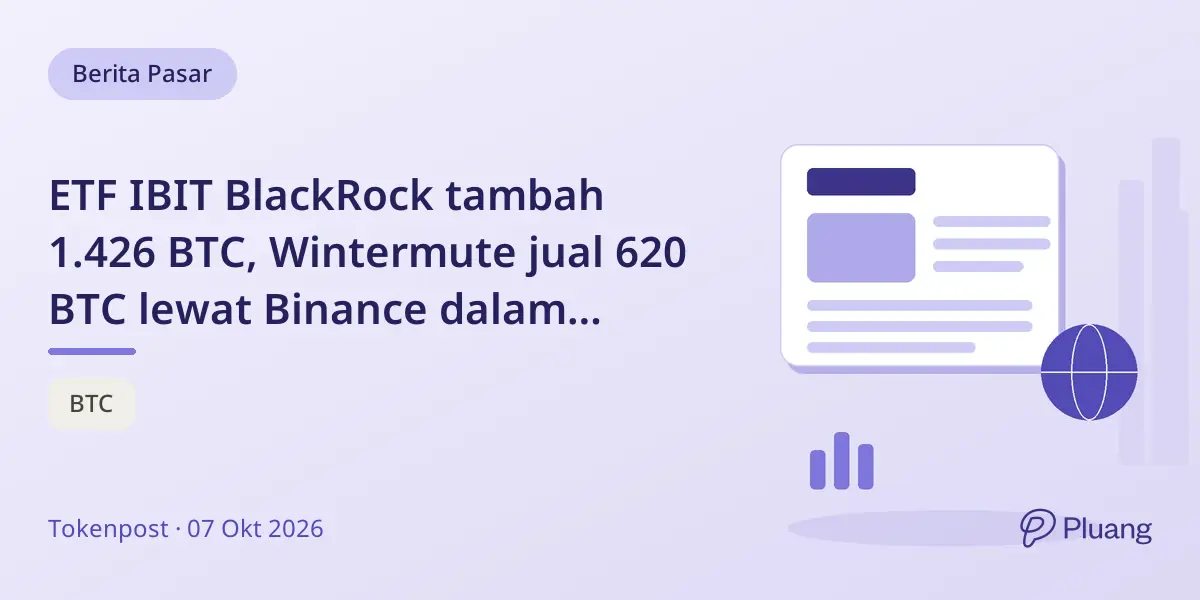 ETF IBIT BlackRock tambah 1.426 BTC, Wintermute jual 620 BTC lewat Binance dalam transaksi besar Bitcoin.