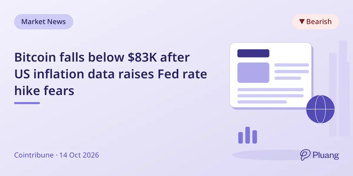 Bitcoin falls below $83K after US inflation data raises Fed rate hike fears