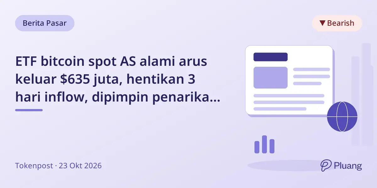 ETF bitcoin spot AS alami arus keluar $635 juta, hentikan 3 hari inflow, dipimpin penarikan IBIT BlackRock.