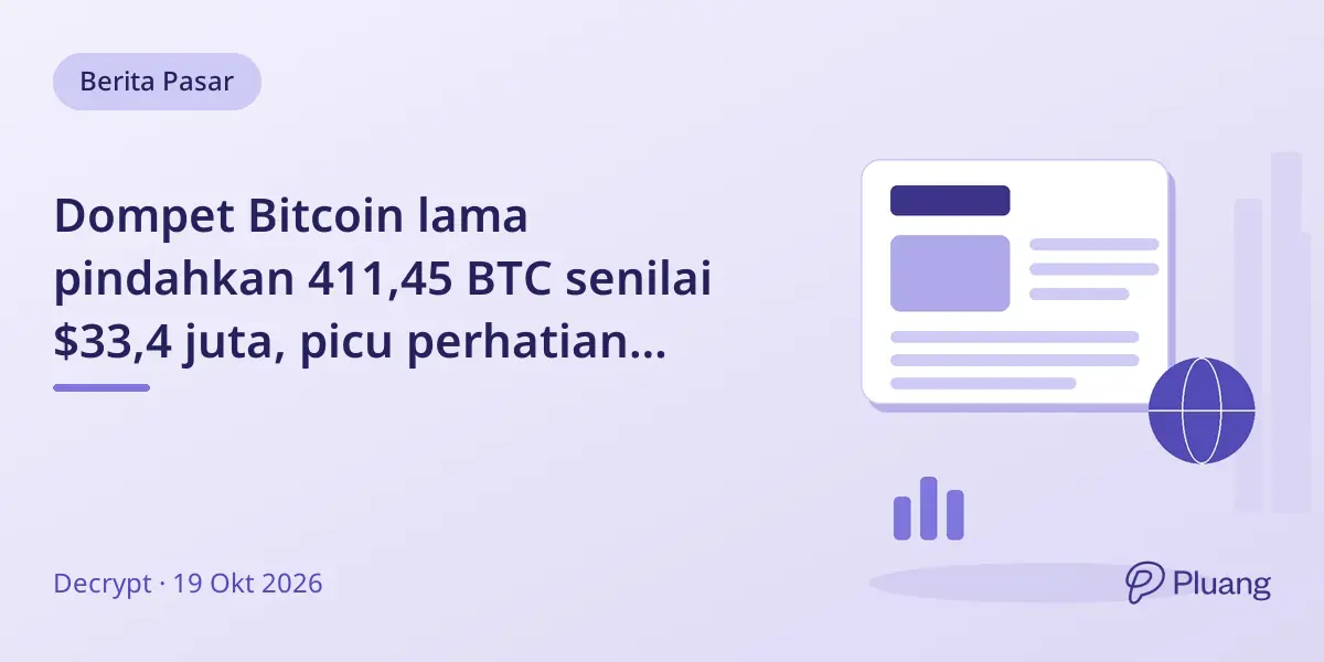 Dompet Bitcoin lama pindahkan 411,45 BTC senilai $33,4 juta, picu perhatian hukum dan pasar.