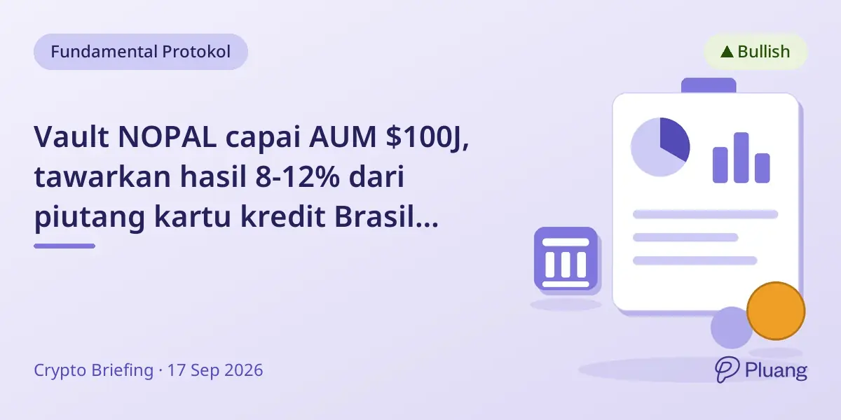Vault NOPAL capai AUM $100J, tawarkan hasil 8-12% dari piutang kartu kredit Brasil tokenisasi.