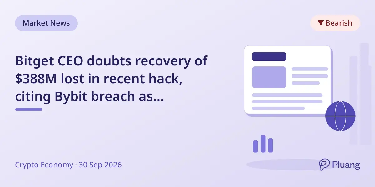 Bitget CEO doubts recovery of $388M lost in recent hack, citing Bybit breach as precedent