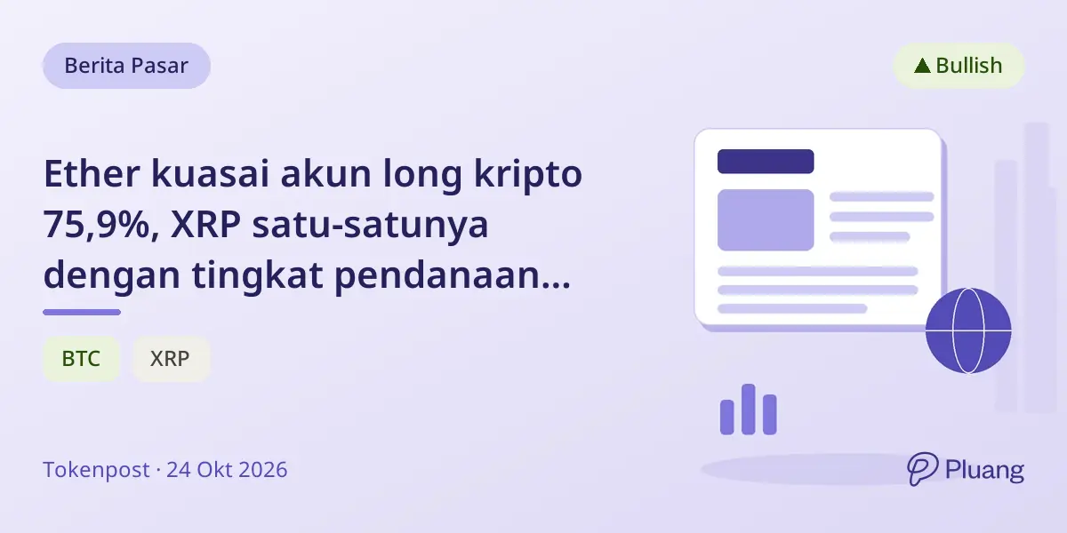 Ether kuasai akun long kripto 75,9%, XRP satu-satunya dengan tingkat pendanaan negatif