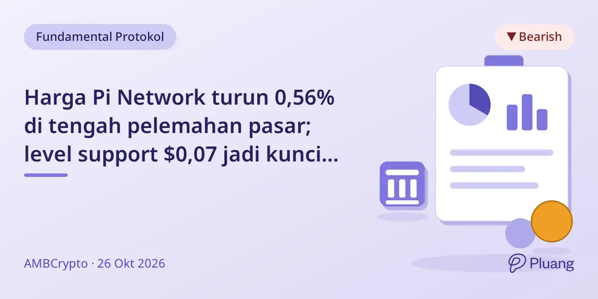 Harga Pi Network turun 0,56% di tengah pelemahan pasar; level support $0,07 jadi kunci berikutnya