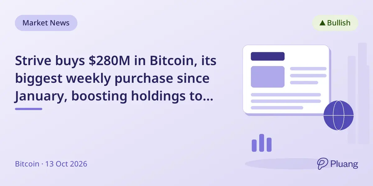 Strive buys $280M in Bitcoin, its biggest weekly purchase since January, boosting holdings to 32,773 BTC.