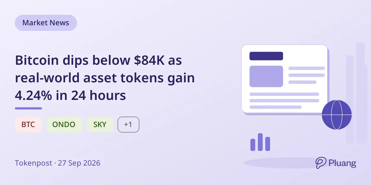 Bitcoin, gerçek dünya varlık tok... ile $84K altına düştü