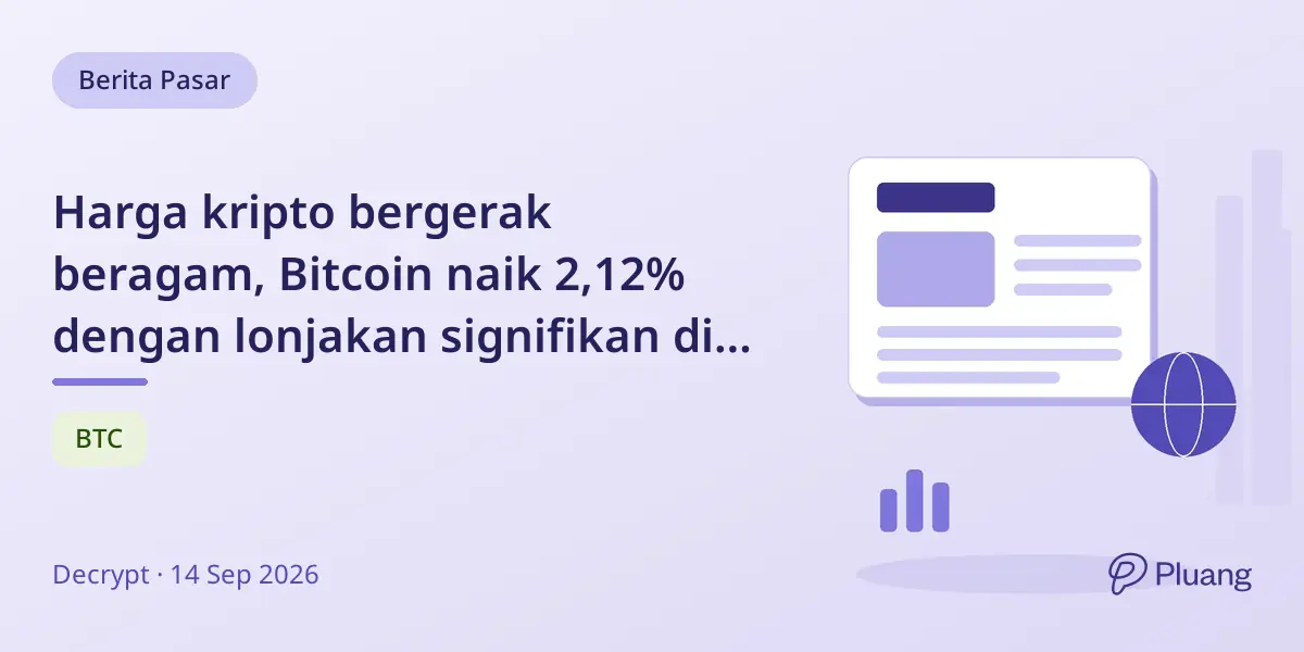 Harga kripto bergerak beragam, Bitcoin naik 2,12% dengan lonjakan signifikan di XLM dan NEAR.