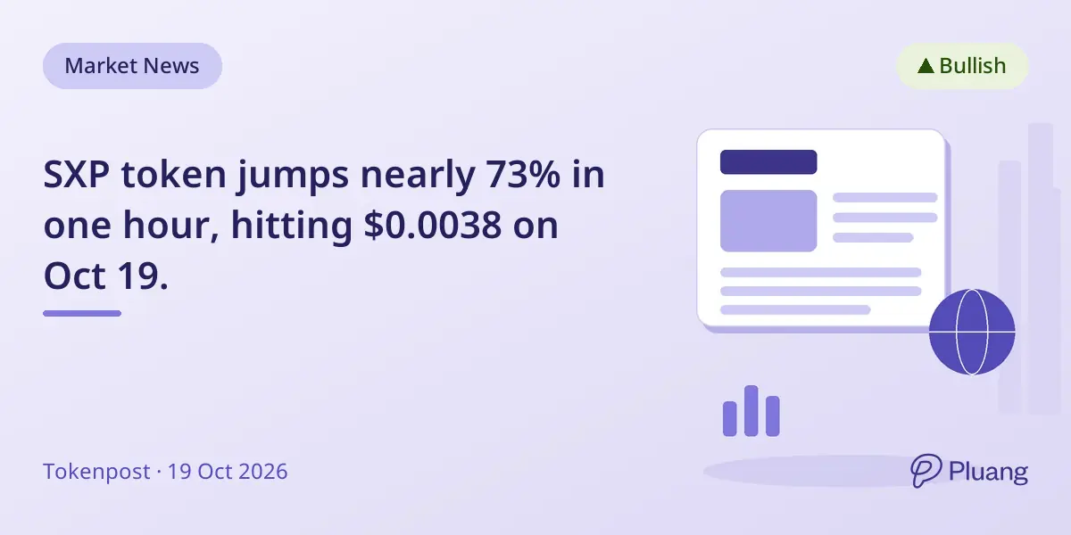 SXP token jumps nearly 73% in one hour, hitting $0.0038 on Oct 19.