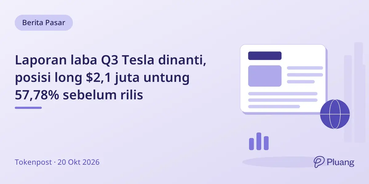 Laporan laba Q3 Tesla dinanti, posisi long $2,1 juta untung 57,78% sebelum rilis