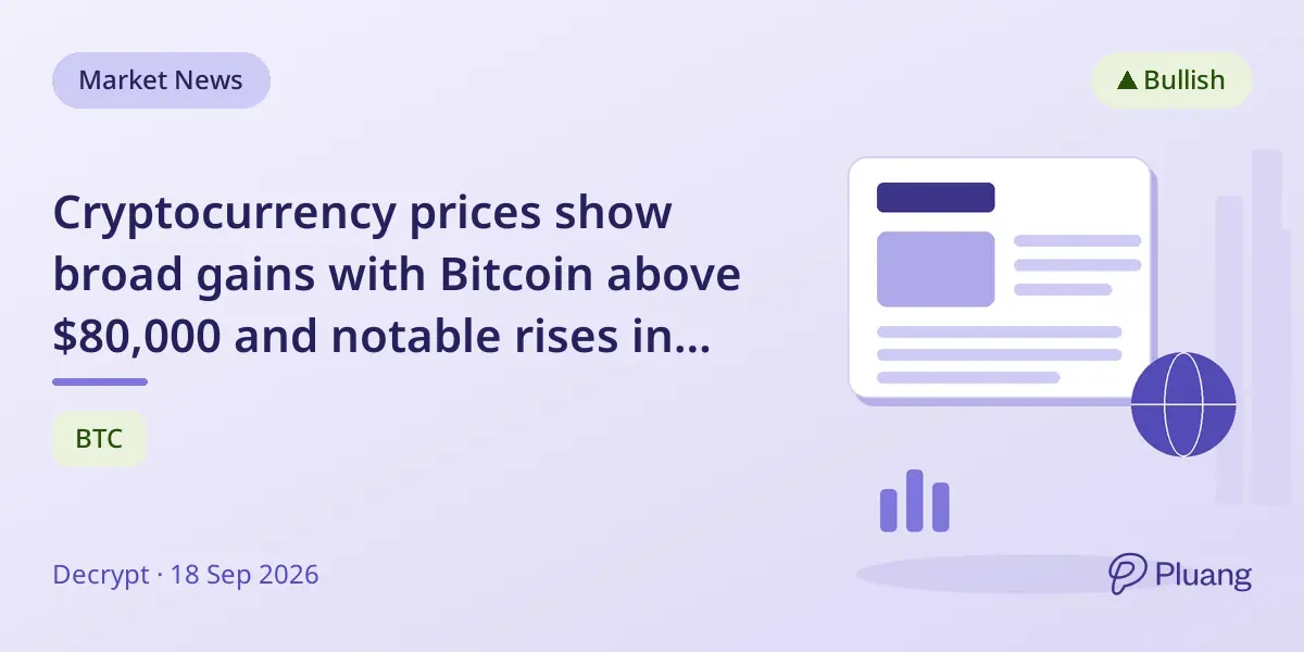 Cryptocurrency prices show broad gains with Bitcoin above $80,000 and notable rises in altcoins like NEAR and ARB.
