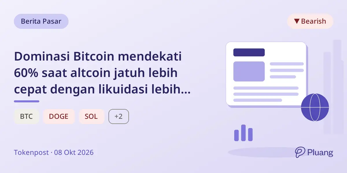 Dominasi Bitcoin mendekati 60% saat altcoin jatuh lebih cepat dengan likuidasi lebih dari $1 miliar