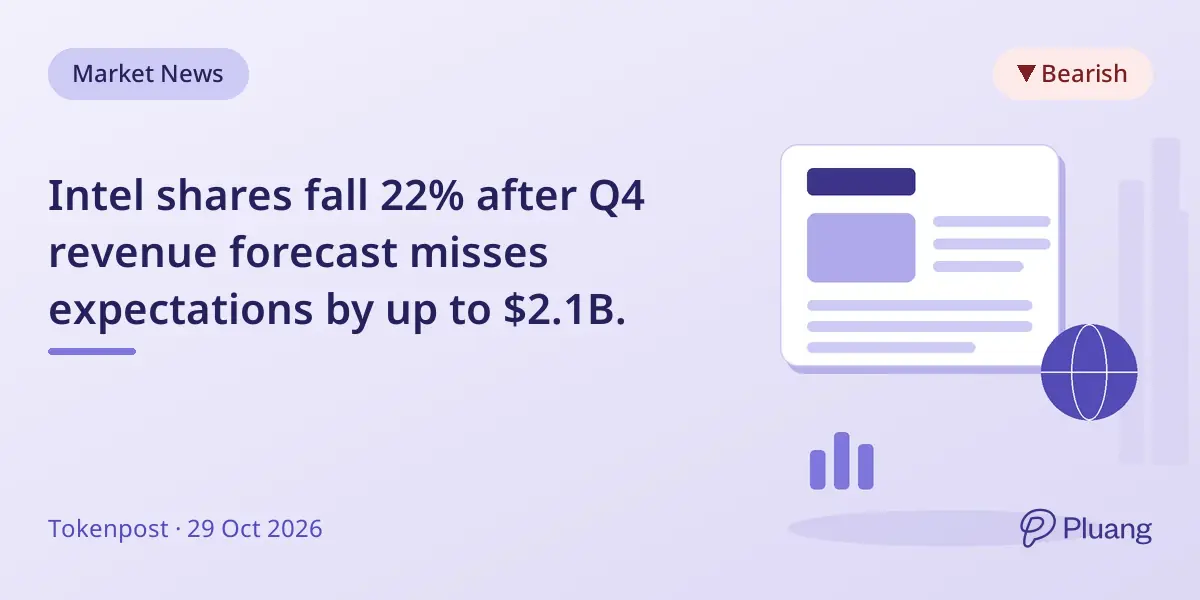 Intel shares fall 22% after Q4 revenue forecast misses expectations by up to $2.1B.
