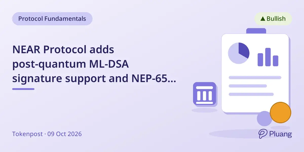 NEAR Protocol adds post-quantum ML-DSA signature support and NEP-655 to enhance account security.